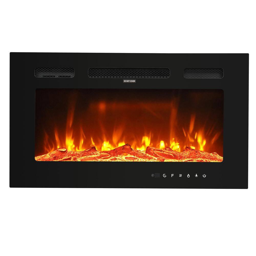 Karl home 30 in WallMount 12Color Flames Electric Fireplace with Remote Control in Black