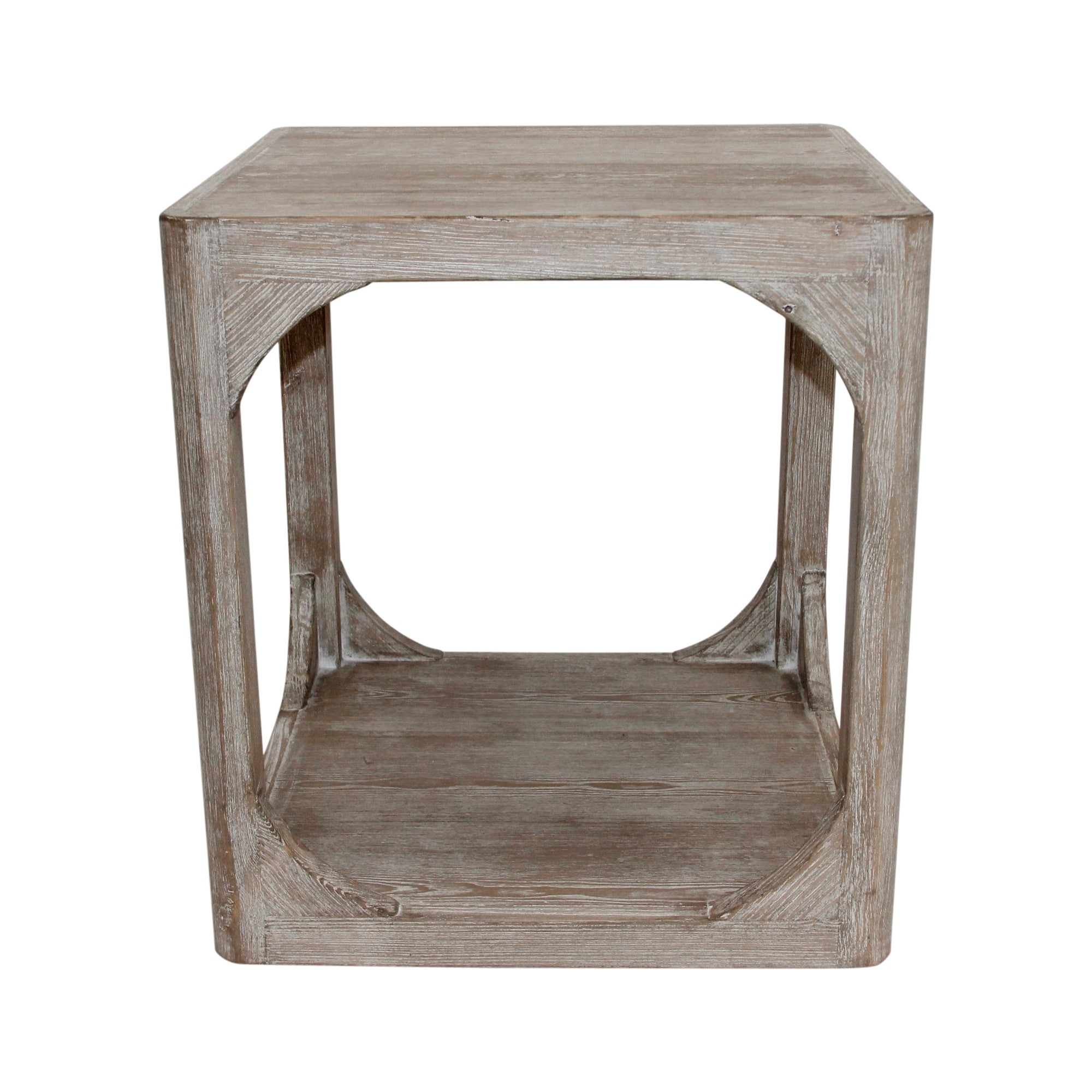 Artissance Versatile Peking Ming Side Table With Weathered White Wash， 24 Inch Tall