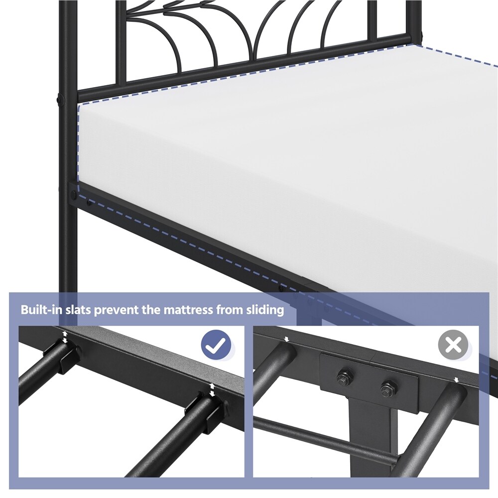 Yaheetech Modern Twin Size Metal Bed Frame with Sparkling Star Inspired Design Headboard and Footboard