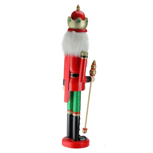 24 Red and Green Wooden Christmas Nutcracker King with Scepter