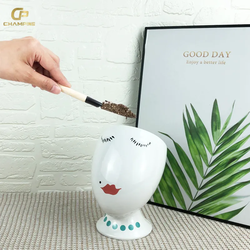 Unique Creative Design Home Garden Decoration Supplies Custom Ceramic Face Planter Flower Pot