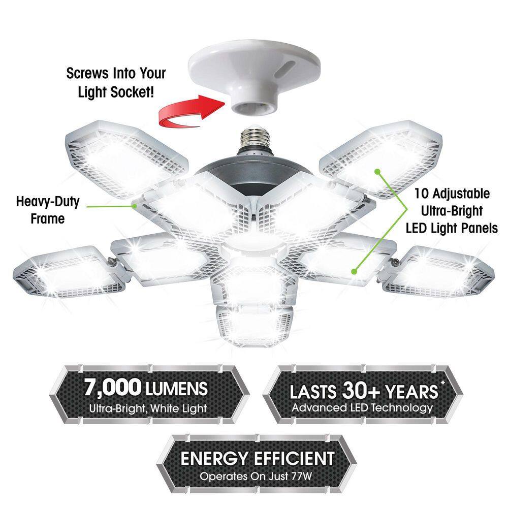 BEYOND BRIGHT 60-Watt Ultra Bright LED Light Bulb 6500K with 10 Adjustable Light Panels BEBRNOV-PD27