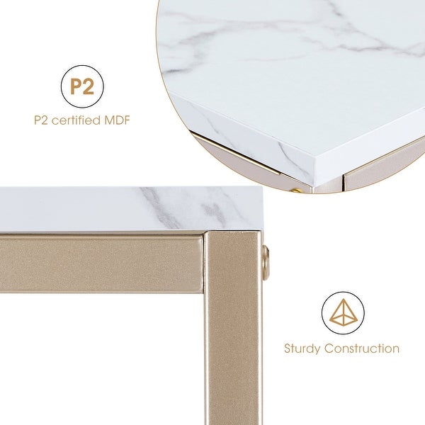 Mcombo 3-Tier Console Table with Storage， White Entryway Table with Shelves， Gold Small Table Sofa Tables for Living Room