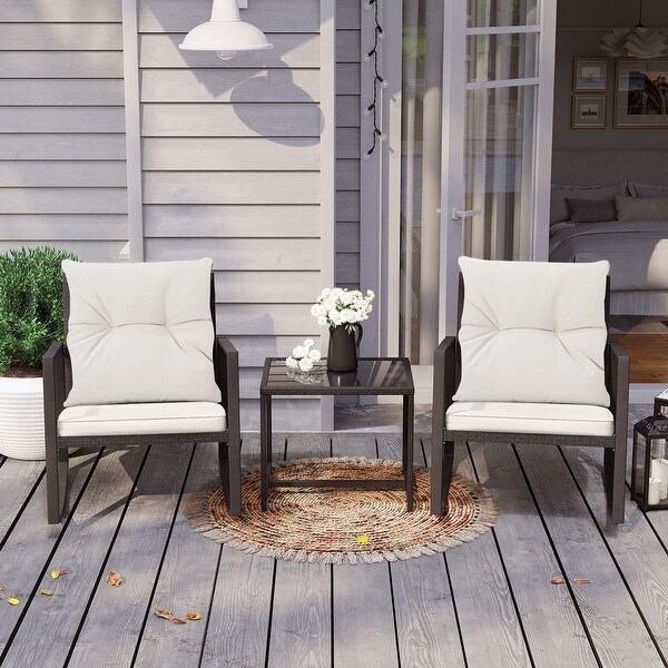 COSIEST Outdoor Bistro Rocking Chair Set with Cushions