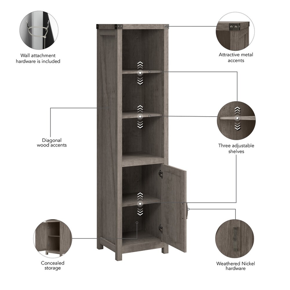 Knoxville Tall Narrow 5 Shelf Bookcase with Door by Bush Furniture