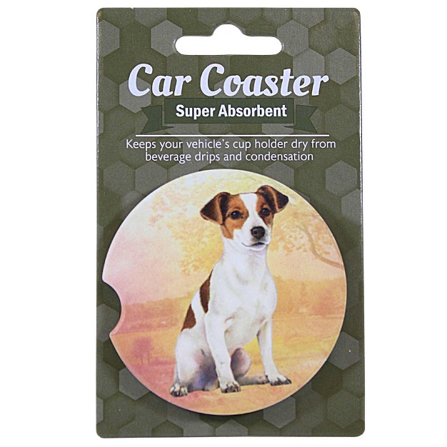 E amp S Imports Jack Russel Car Coaster 1 Car Coaster Inches Super Absorbent 23317 Sandstone Multicolored