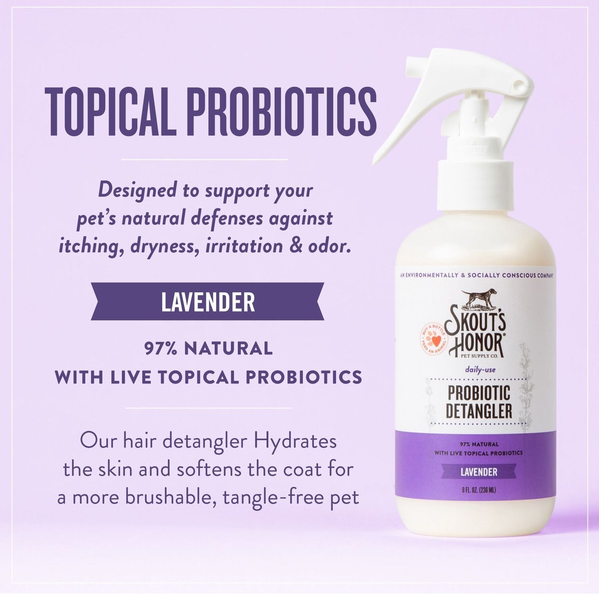 Skout's Honor Probiotic Lavender Dog Detangler