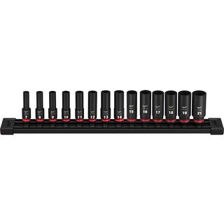 MW SHOCKWAVE 38 in. Drive Metric Deep Well 6 Point Impact Socket Set (14-Piece) 49-66-7008