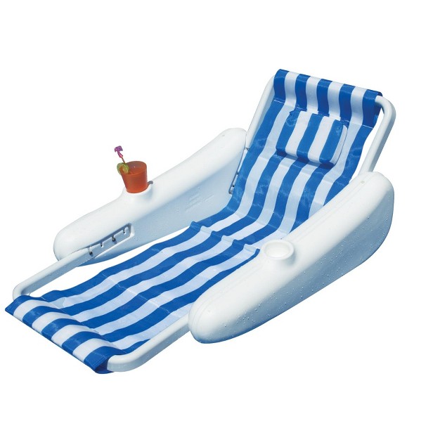 Sunchaser 1 person Swimming Pool Floating Lounge Chair With Pillow Blue white