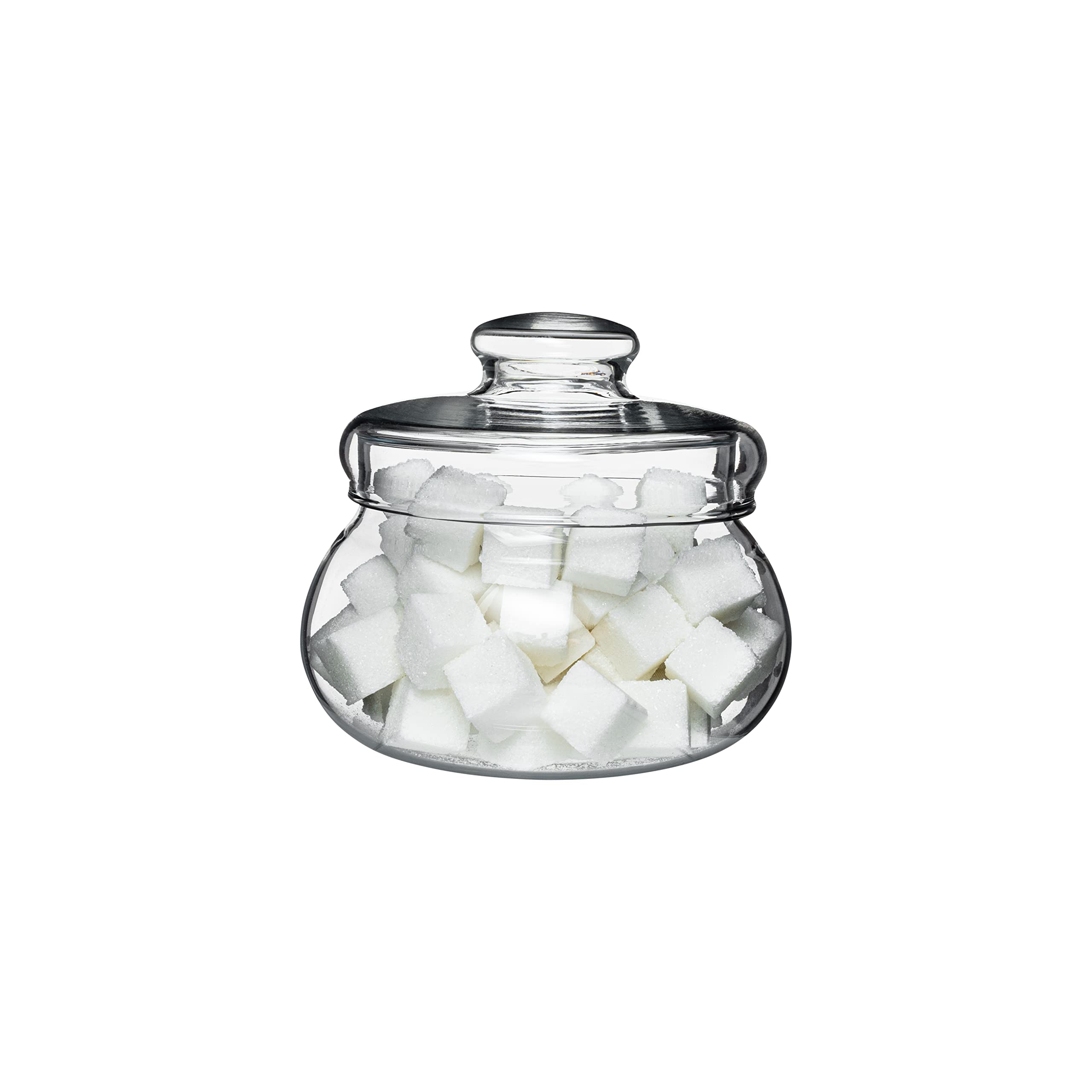 Simax Clear Glass Sugar Bowl With Lid: Borosilicate Glass Sugar Containers For Countertop - Sugar Cube Container - Sugar Jar - Sugar Bowls - Tea and Coffee Sweetener and Sugar Dish - 16 Ounce Sugar Holder