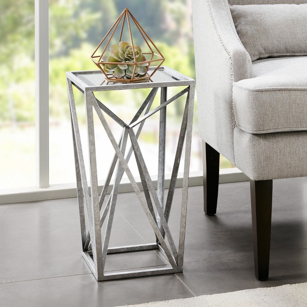 Jaye Angular Mirror Accent Table Silver mirror Madison Park