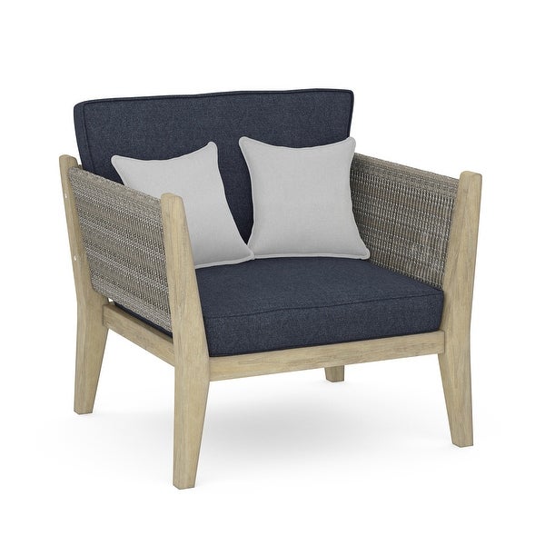 WyndenHall Luna 35 inch Wide Contemporary Outdoor Conversation Chair in Slate Grey Polyester Fabric - Overstock - 35856085