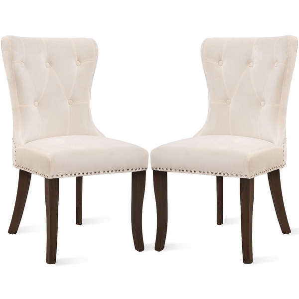 Dining Chair Tufted Armless Chair Upholstered Accent Chair， Set of 2， Cream