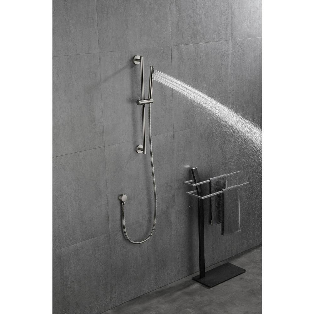 FORCLOVER 1-Spray Patterns with 1.75 GPM 1.5 in. Wall Mount Handheld Shower Head with Adjustable Slide Bar in Brushed Nickel HE-303BN