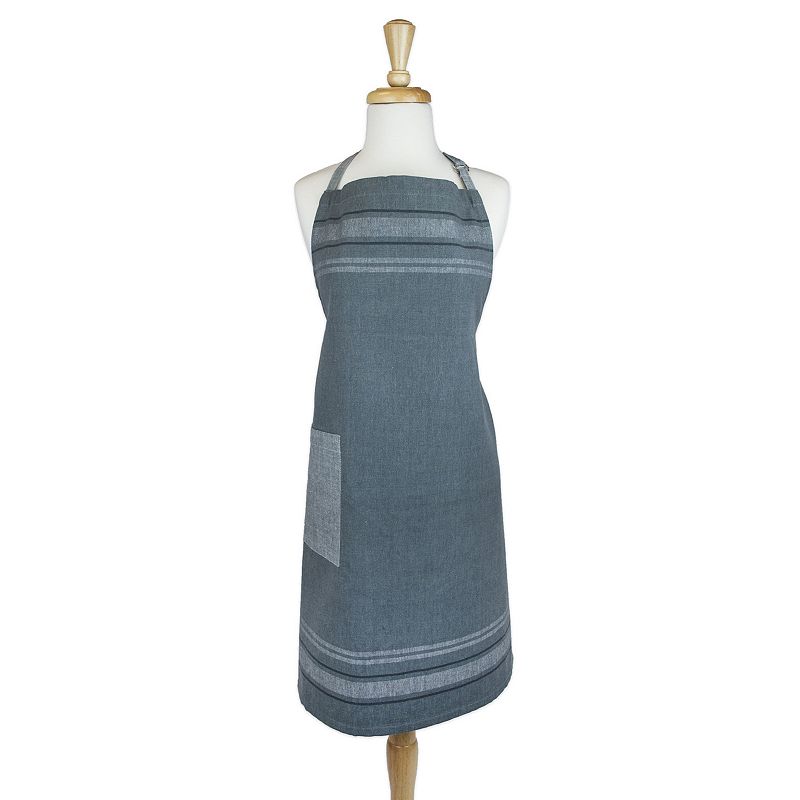 33 Gray and Blue Chambray French Stripe Chef's Apron with Adjustable Strap