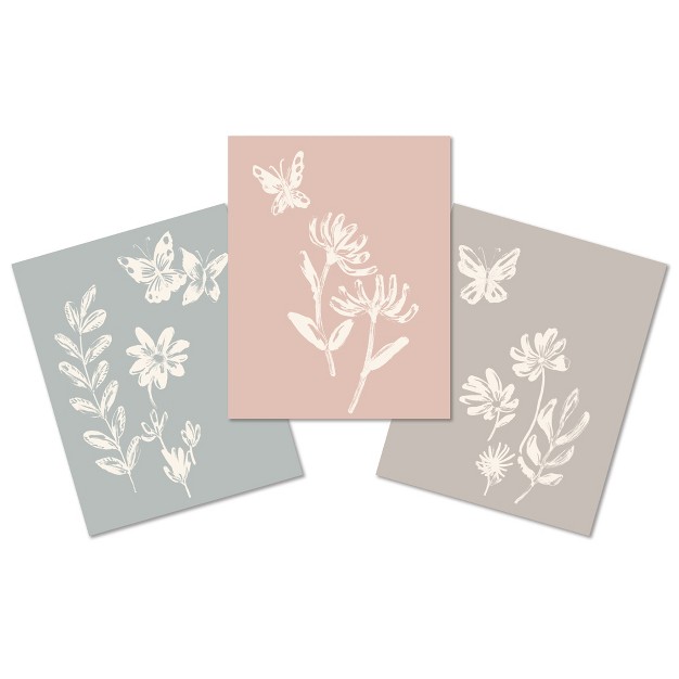 Lambs amp Ivy Baby Blooms 3 Piece Floral Unframed Nursey child Wall Art 11 X 14