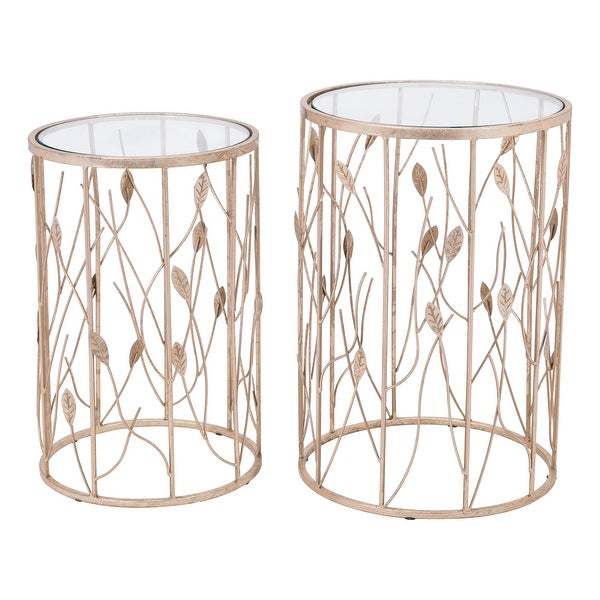 Set of 2 Sage Side Tables Gold - 15