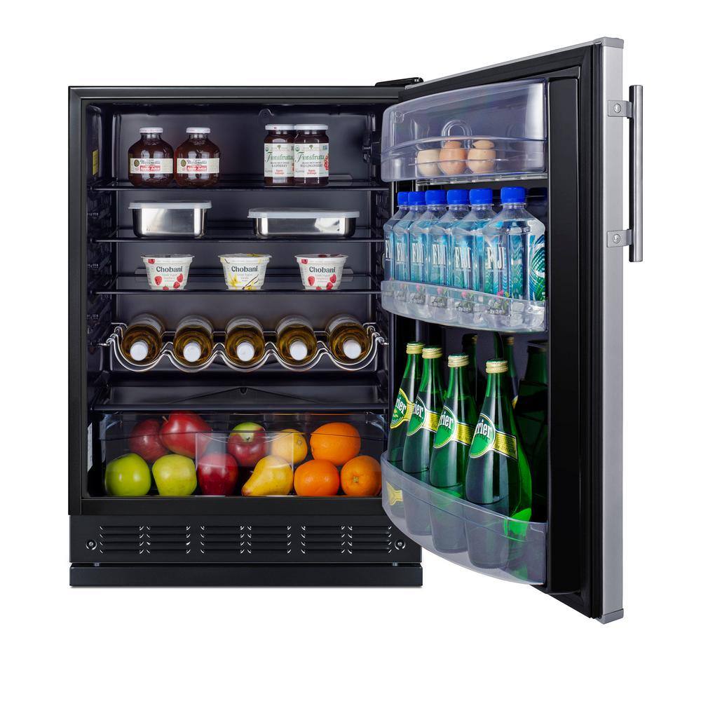 Summit Appliance 24 in. W 5.5 cu.ft. Mini Refrigerator without Freezer in Stainless Steel FF6BK2SSRS