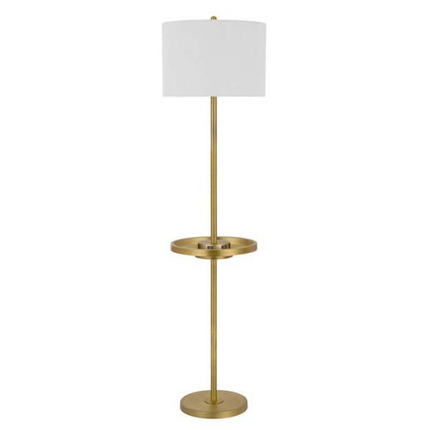 Crofton Metal Floor Lamp With Usb Ports And Drum Shade Antique Brass Cal Lighting