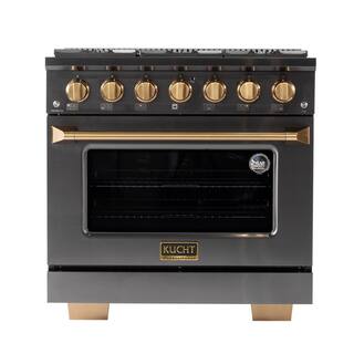 Kucht Gemstone Professional 36 in. 5.2 cu. ft. Natural Gas Range with Convection Oven in Titanium Stainless Steel KEG363