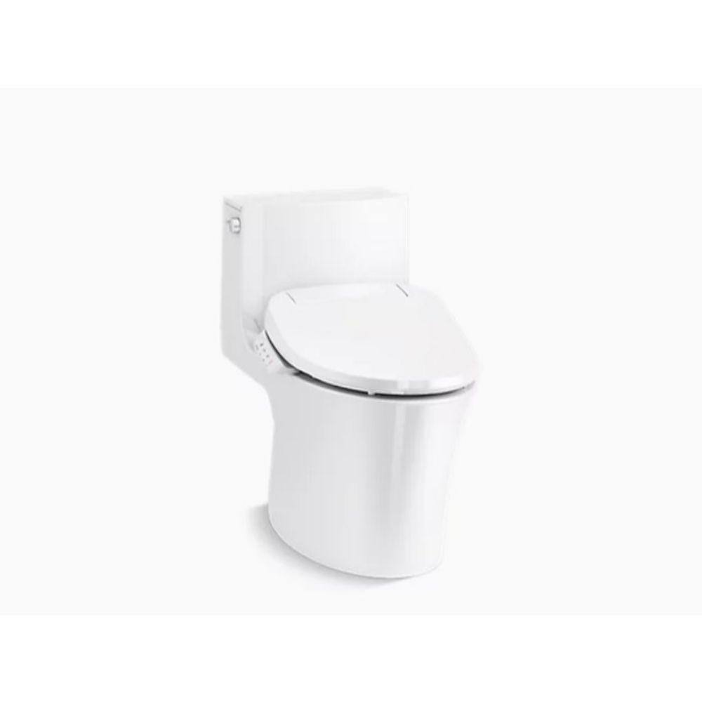 KOHLER Veil 1-Piece 1.28 GPF Dual Flush Elongated Toilet in White Seat Not Included K-1381-HC-0