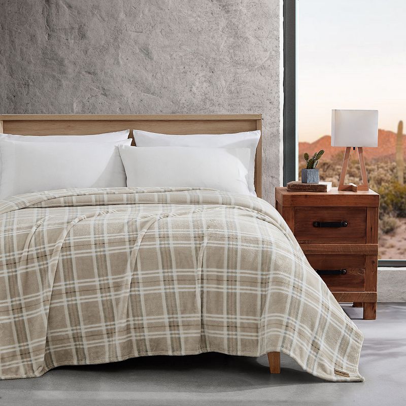 Wrangler Jackson Plaid Beige Bed Blanket