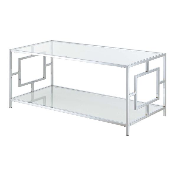 Town Square Glass and Chrome Coffee Table with Shelf