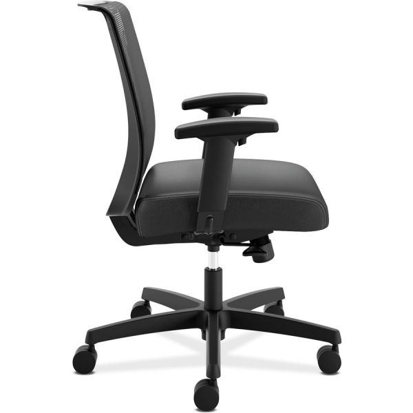 HON Convergence Mid-Back Task Chair， Synchro-Tilt and Seat Glide， Supports Up to 275 lb， Black