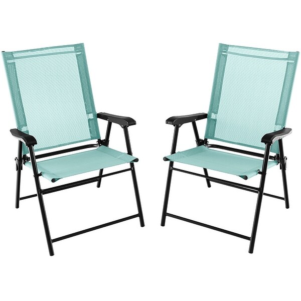 Gymax Set of 2 Patio Folding Chairs Outdoor Portable Pack Lawn Chairs