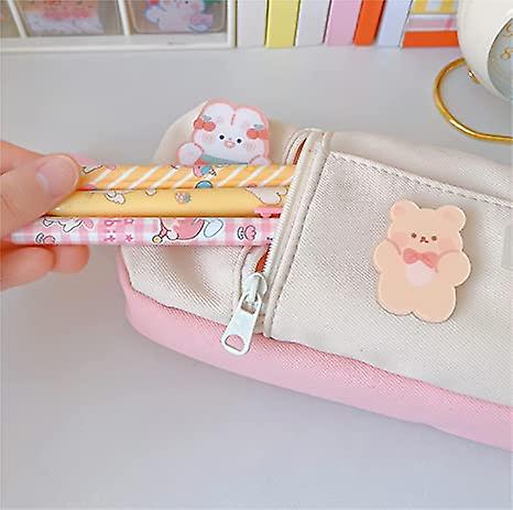 Kawaii Aesthetic Cute Pencil Case Bag With 3pcs Pins Large Capacity Stationery Pouch Box Holder Organizer Office College School Adults Students Teens