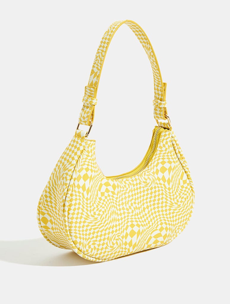 Sunshine Yellow Checkered Shoulder Bag