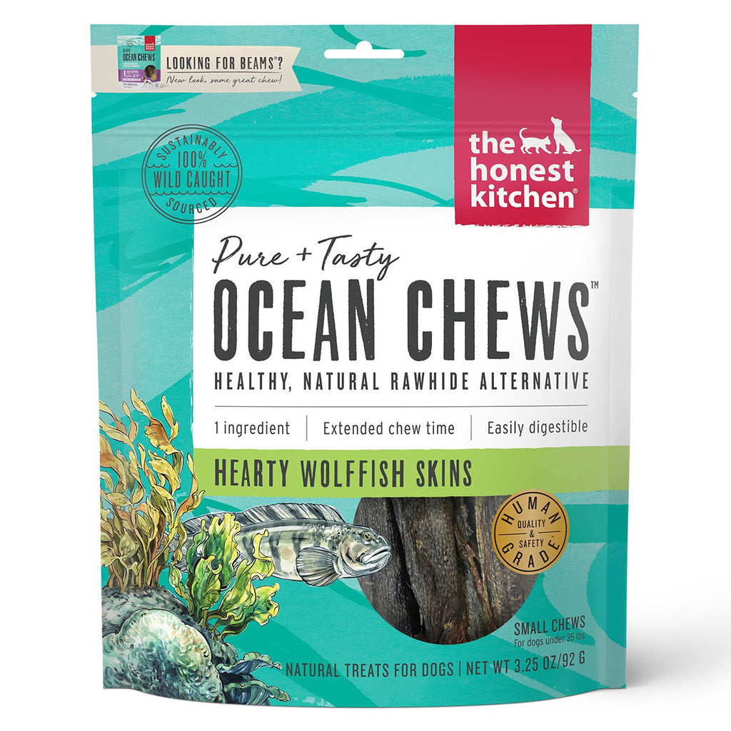 The Honest Kitchen Beams Ocean Chews Wolffish Skins Dog Treats - 3.25o