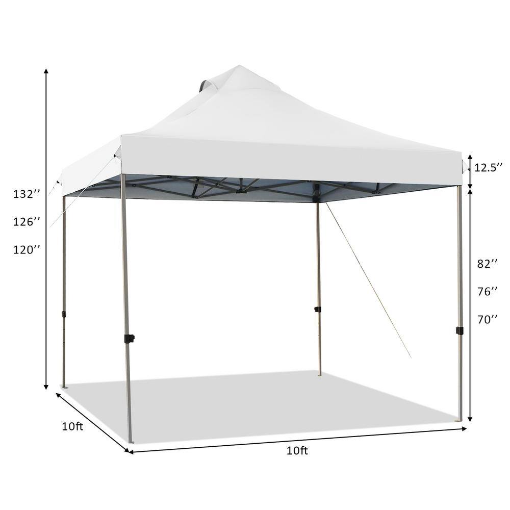 Costway 10 ft. x 10 ft. White Pop-Up Canopy OP70658WH