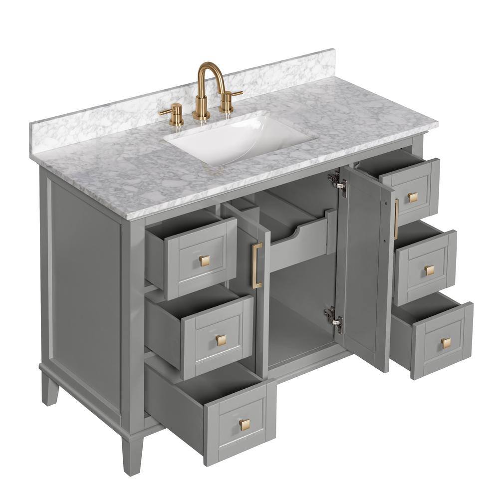 Home Decorators Collection Grayson 49 in. W x 22 in. D x 35 in. H Vanity in Storm Grey with White Marble Vanity Top 20305-VS49C-ST