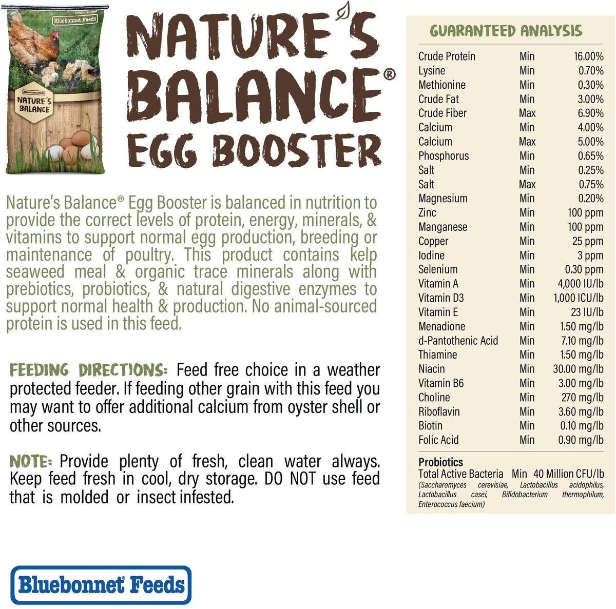 Bluebonnet Feeds Nature's Balance Egg Booster Crumble Chicken Feed， 50-lb bag