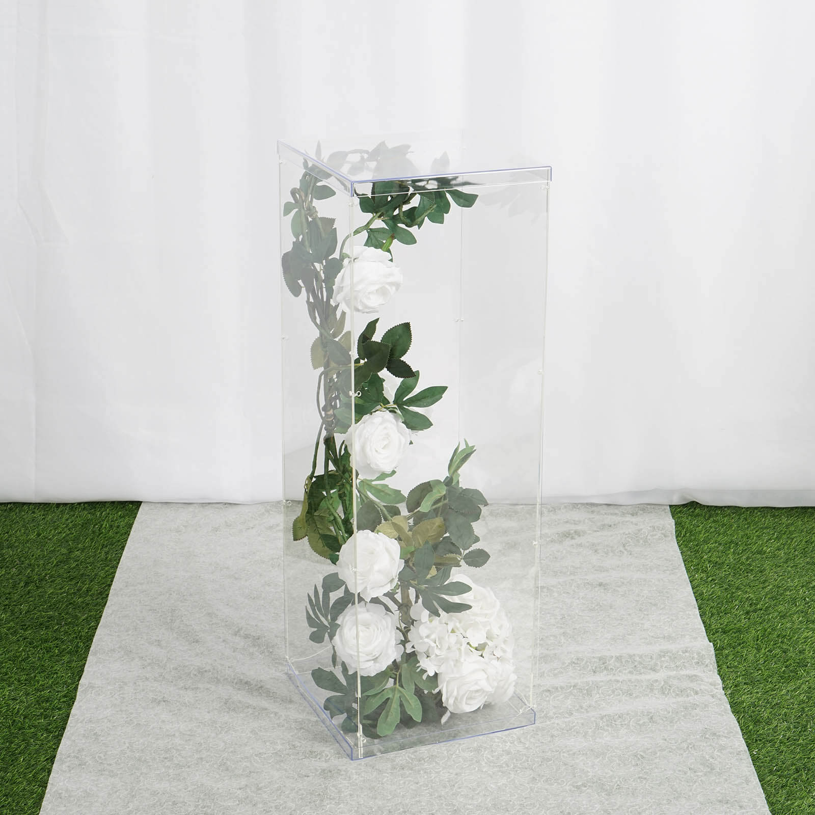 Clear Acrylic Pedestal Riser, Transparent Display Box with Interchangeable Lid and Base 32