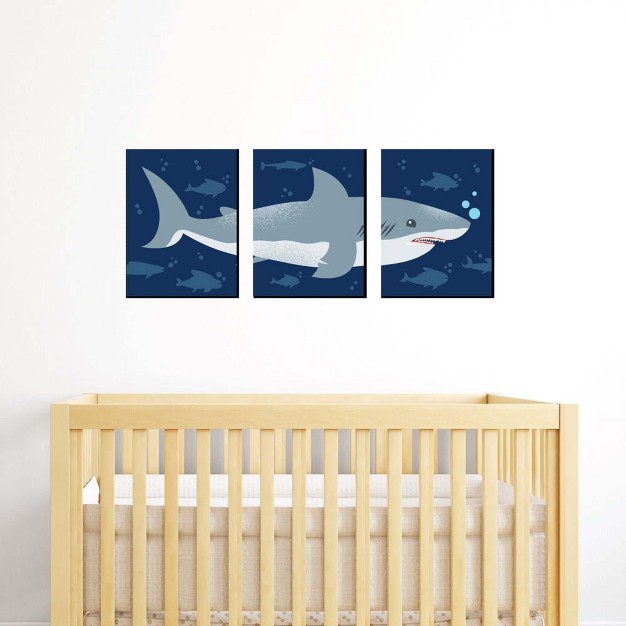 Big Dot Of Happiness Shark Zone Nursery Wall Art Kids Room Decor And Jawsome Shark Home Decoration Gift Ideas 7 5 X 10 Inches Set Of 3 Prints