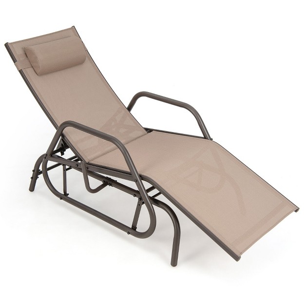 Tangkula Patio Chaise Lounge Glider Recliner Chair Adjustable Sturdy Metal Frame Outdoor