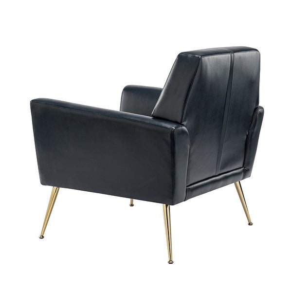 Lilia Classic Leather Button-Tufted Arm Chair with Gold Metal Legs Set of 2 by HULALA HOME