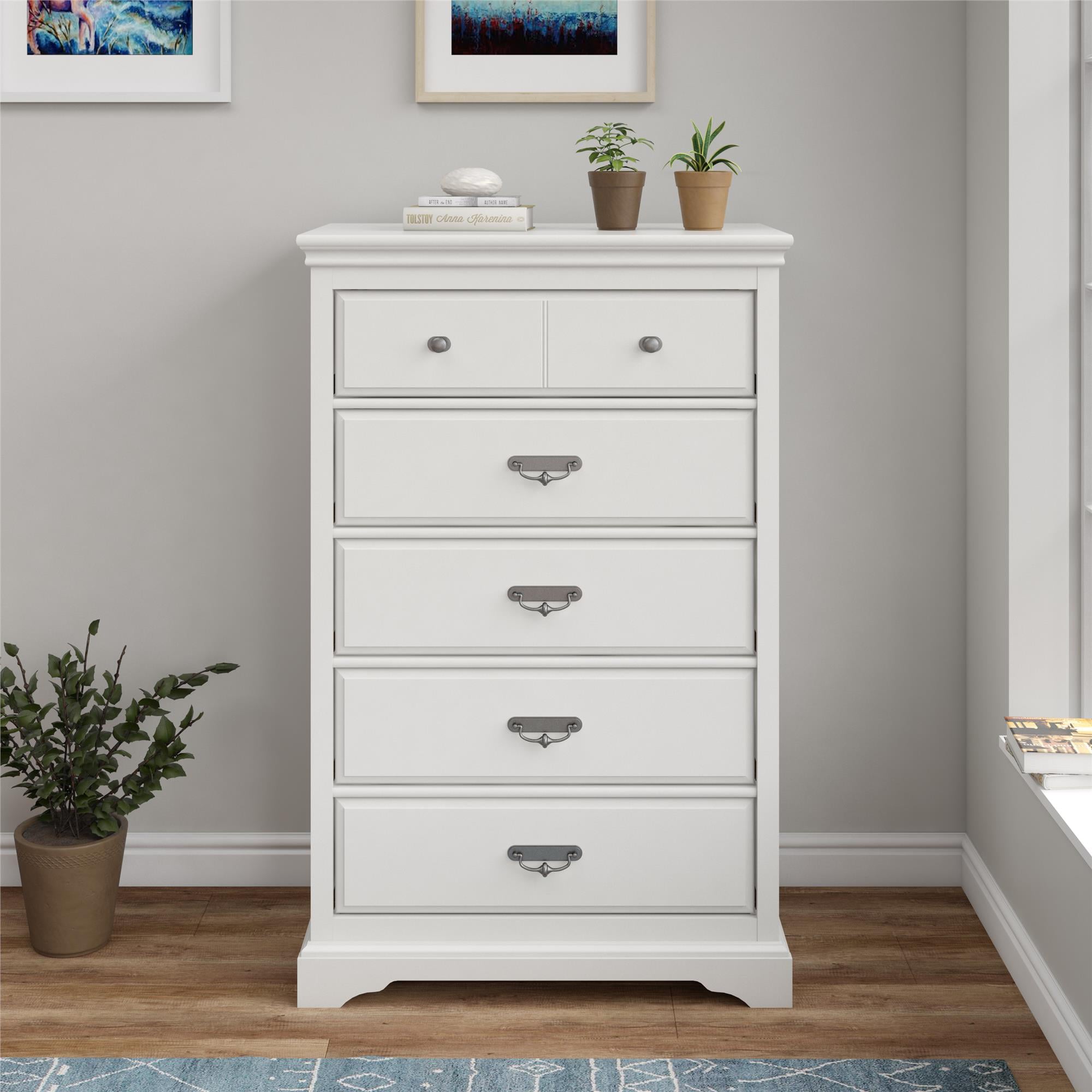 Ameriwood Home Vox 5 Drawer Dresser, White