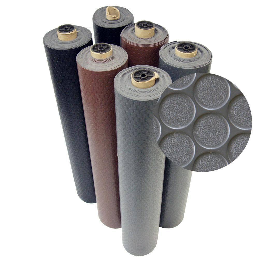 Rubber-Cal Coin Grip 4 ft. x 8 ft. Dark Grey Commercial Grade PVC Flooring 03-165-2MM-DG08