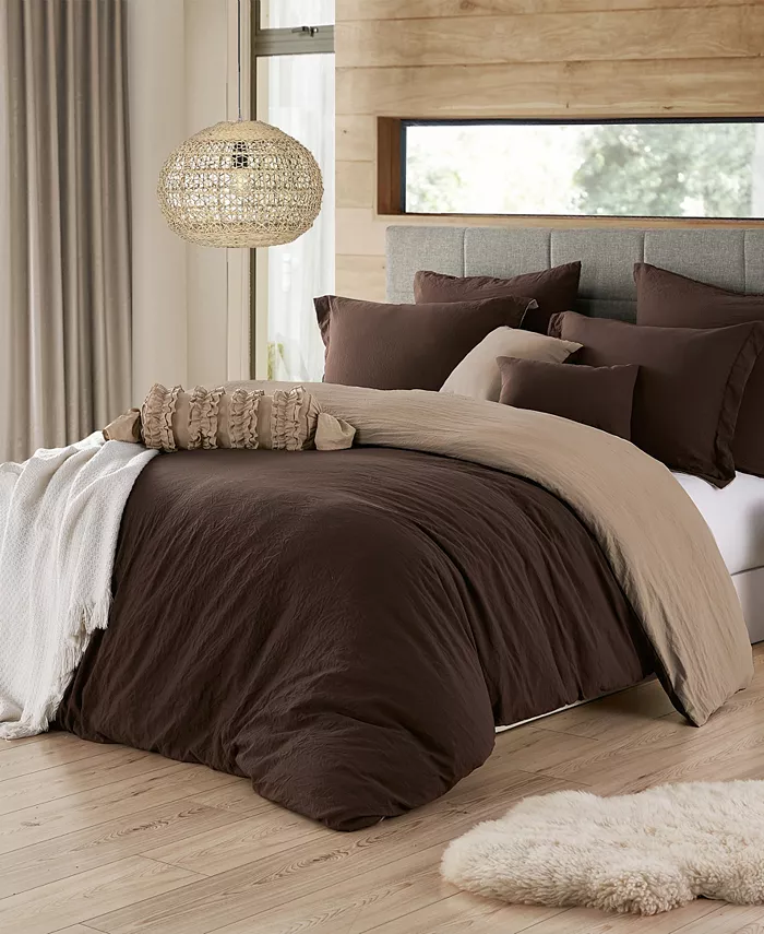 Cathay Home Inc. Ultra Soft Reversible Crinkle Duvet Cover Set - Twin Twin XL