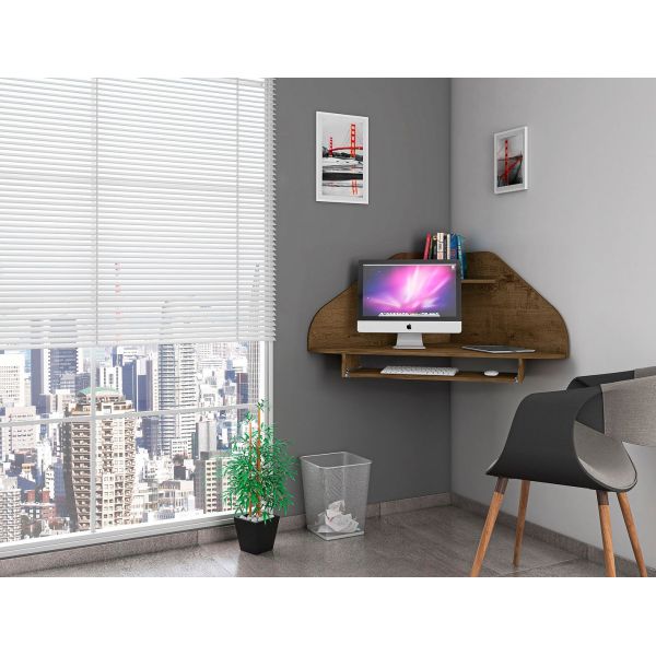 Bradley Floating 2-Piece Cubicle Section Desk Rustic Brown