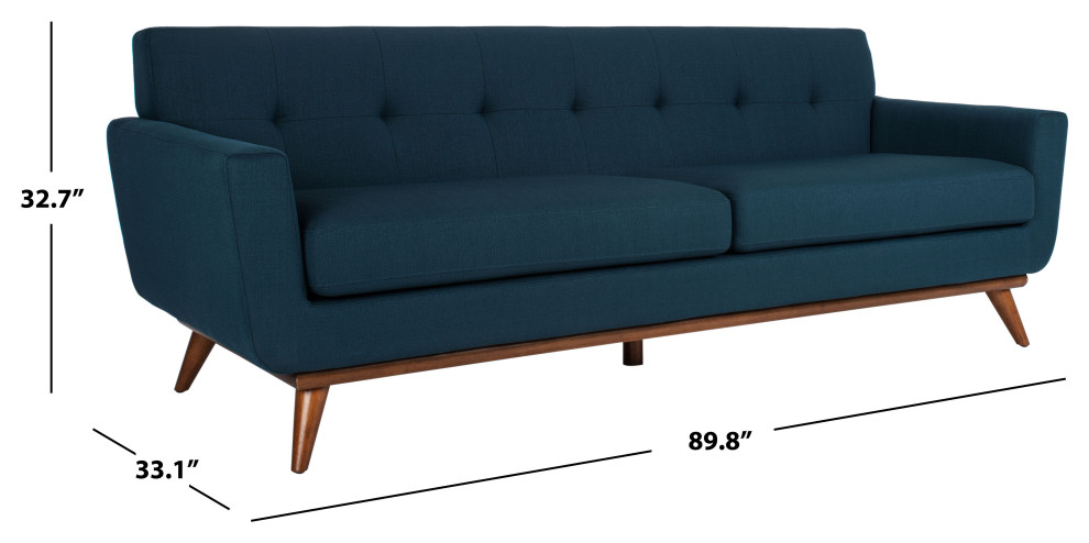 Safvaieh Couture Opal Linen Tufted Sofa   Midcentury   Sofas   by Safavieh  Houzz