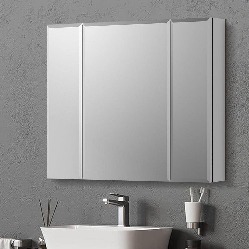 UPIKER 36 in. W x 26 in. H Large Rectangular Silver Aluminum RecessedSurface Mount Medicine Cabinet with Mirror UP2209MCR36007