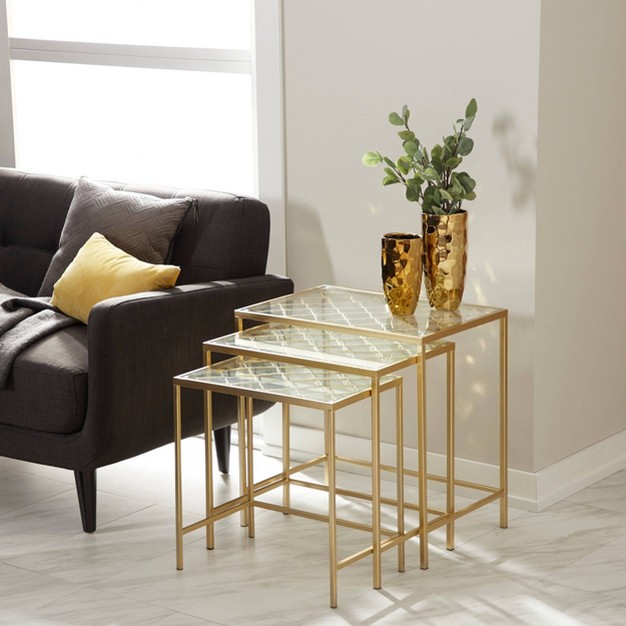 Metal Nesting Tables Pale set Of 3 Gold Olivia amp May