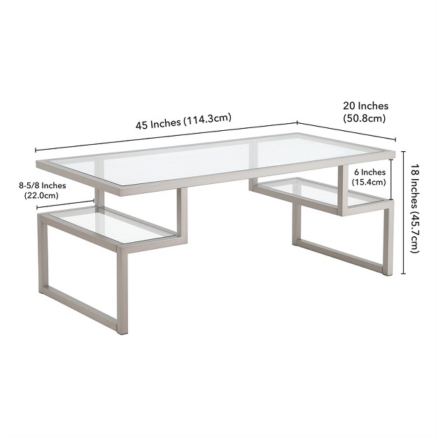 Metal Hollywood Satin Nickel And Gray Coffee Table With Glass Top Henn amp hart