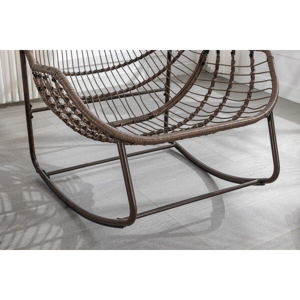 Outdoor Papasan Chair Handwoven Rattan Rocking Chair Oversized Rocker Recliner Chair Curved Patio Rocking Chair