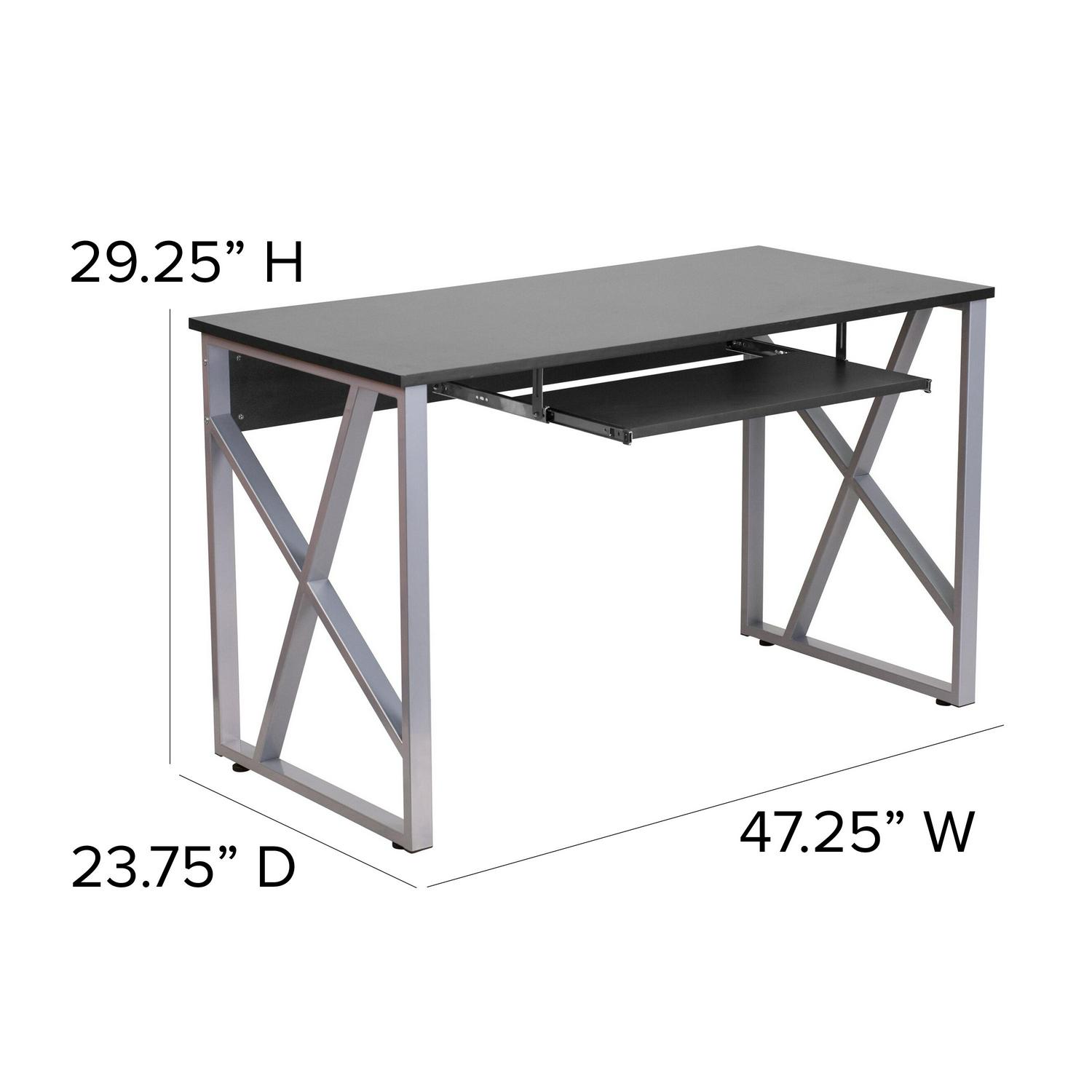 Flash Furniture Black Computer Desk with PullOut Keyboard Tray and CrossBrace Frame  Crowdfused