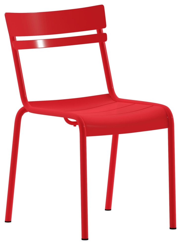 Red Steel Armless Chair   Transitional   Outdoor Dining Chairs   by PARMA HOME  Houzz